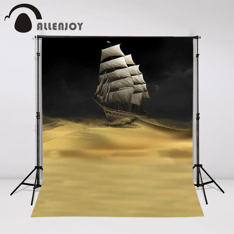 Allenjoy Backgrounds filming Desert sailing strange yellow horror sea desolate night backdrop photography studio photocall