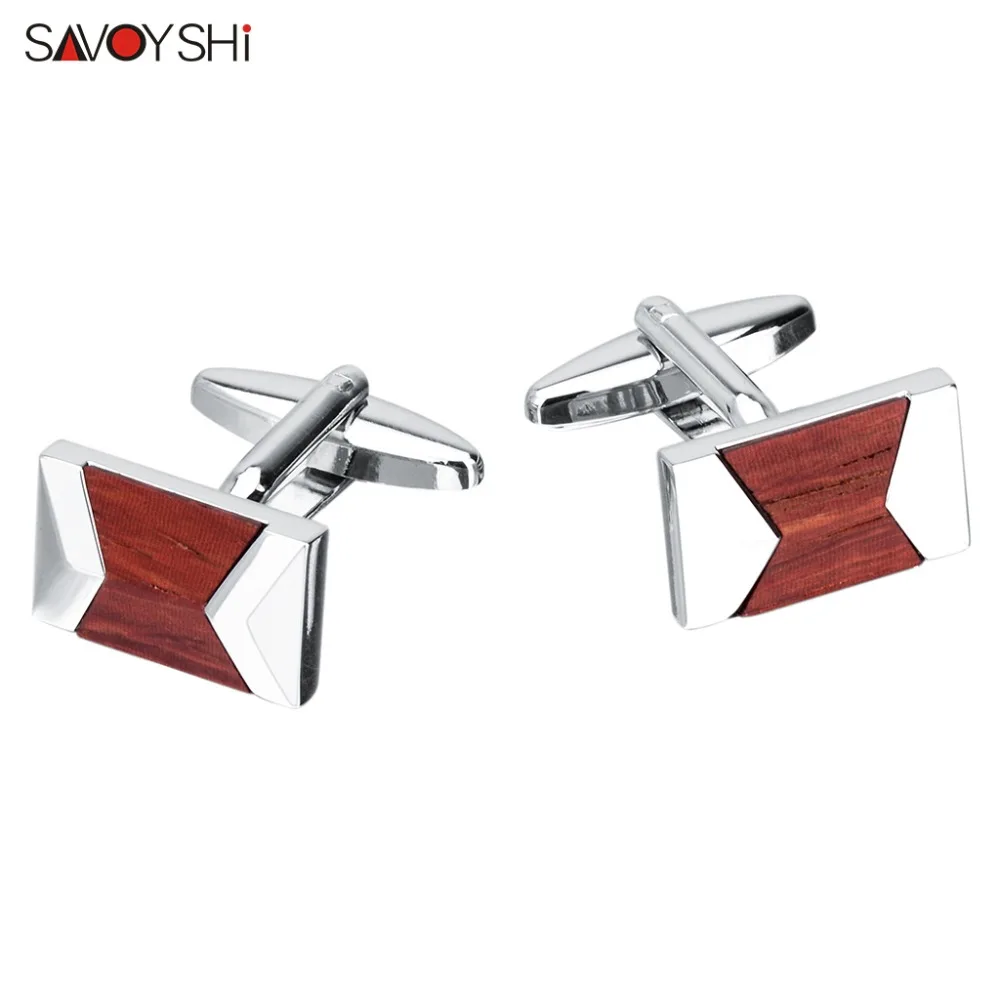 SAVOYSHI Newest Shirt Cufflinks for Mens Fine Gift High Quality Square Fashion Wood Cuff links Brand Jewelry Cuff Abotoaduras