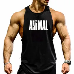 Men's Cotton Sleeveless shirt animal Bodybuilding Workout Tank Tops Muscle Fitness Shirts Male Gym Skull Beast Stringer Vest