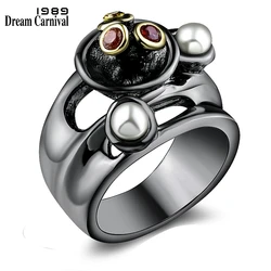 DreamCarnival1989 Disco Mix Colors Women Cocktail Ring CZ White Pearl Vintage Black Gold Party Anillos Mujer Sizes 7 8 9 WA11531