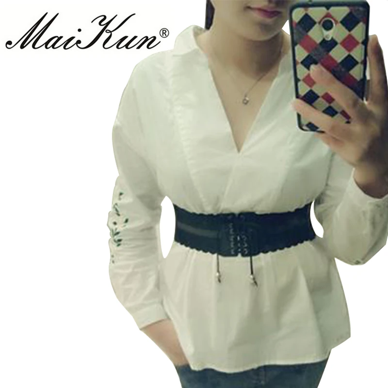 Maikun Elastic Wide Belts for Women High Quality PU Leather Female Belts Hollow-out Design Corset for Dress Skirt