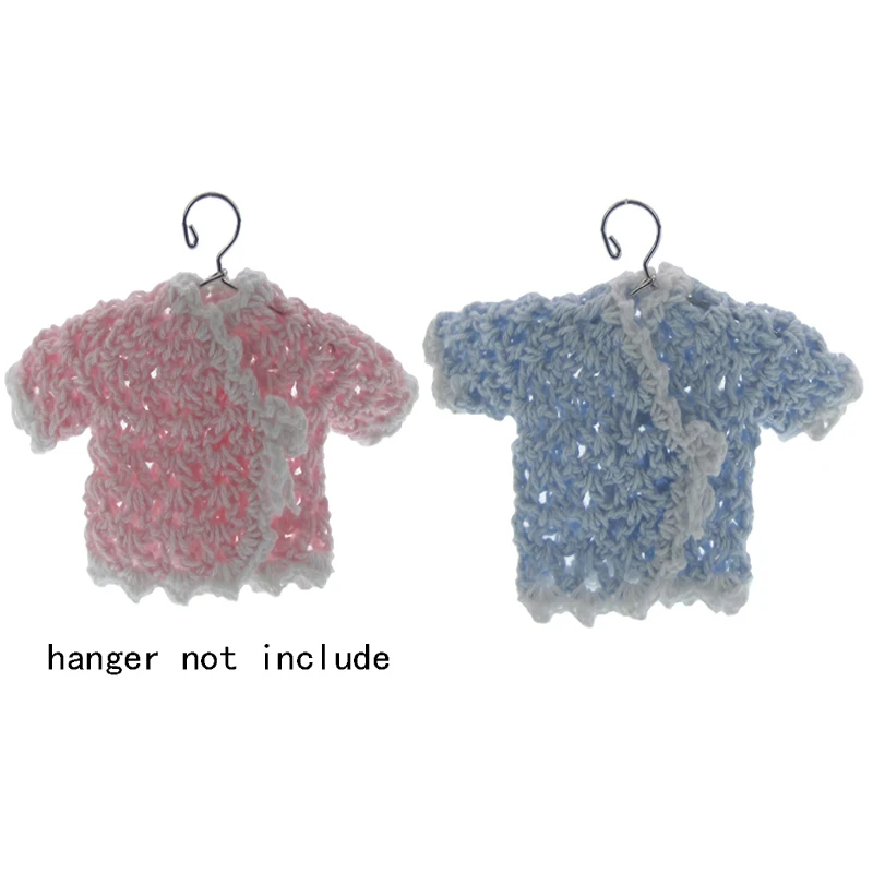 12pcs miniature crochet short sleeve sweater flower for baby shower baptism party table decorations 9.0 x 6.0cm