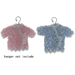 12pcs miniature crochet short sleeve sweater flower for baby shower baptism party table decorations 9.0 x 6.0cm