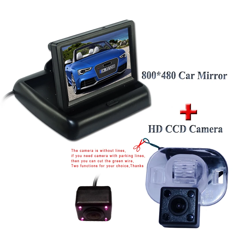 

4.3"CAR reverse monitor foldable 800*480 SCREEN+car reversing camera 4 ir adapt for KIA FORTE for Hyundai Verna Sedan