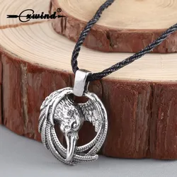 Cxwind Vintage Norse Animal Raven Necklace Odin's Viking Pendants Necklaces Crow Runes for Unisex  Amulets jewelry