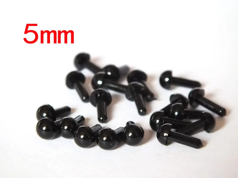 Wholesale DIY 100PCs/50pairs 5mm Black Plastic Safety Eyes Washers for Teddy Bear Stuffed Toy