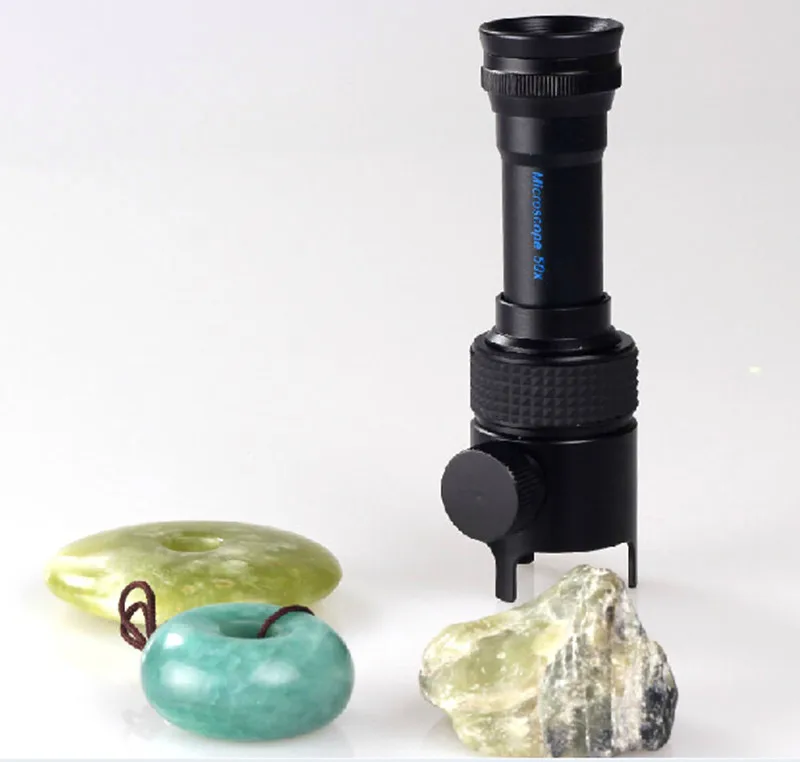 50X LED Illuminated Magnifier Pocket Microscope Loupe Emerald Jade Identification with Lamps Measuring Scale Graticule 0.05mm