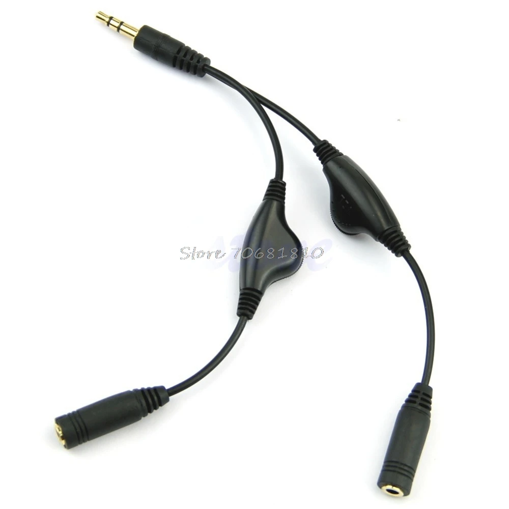 3.5mm Headphone Stereo Audio Y Splitter Cable Cord With Separate Volume Controls