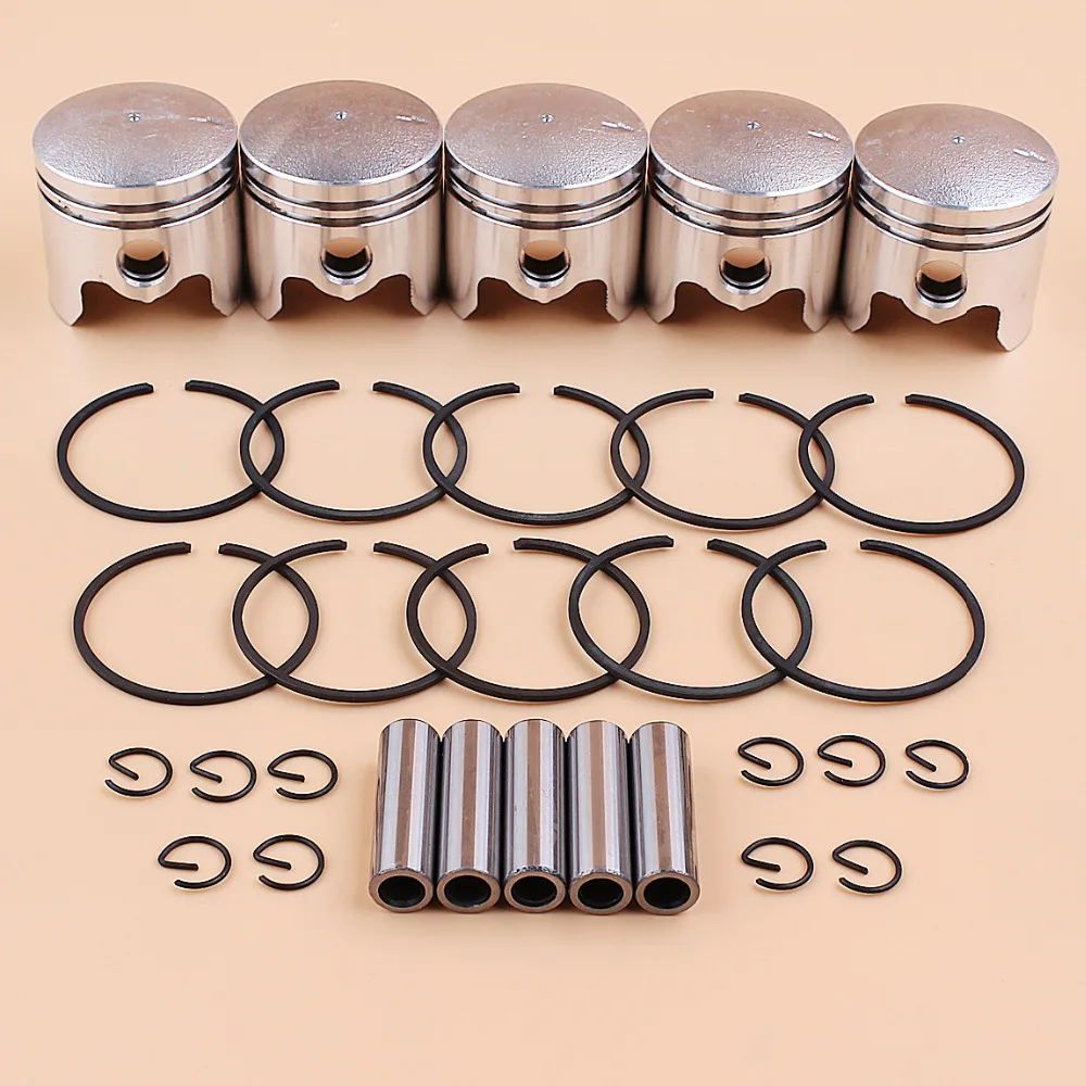 5Set/Lot 40mm Piston 10mm Pin Kit For 43CC CG430 BC430 40-5 1E40F-5 Gas Engine Brush Cutter Brushcutter Trimmer Lawnmower Mower