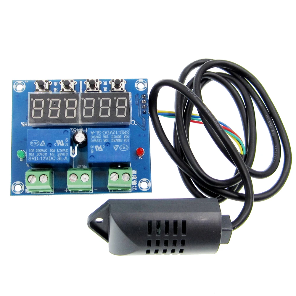 XH-M452 Thermostat Temperature Humidity Control Thermometer Hygrometer Controller Module DC 12V LED Digital Display Dual Output