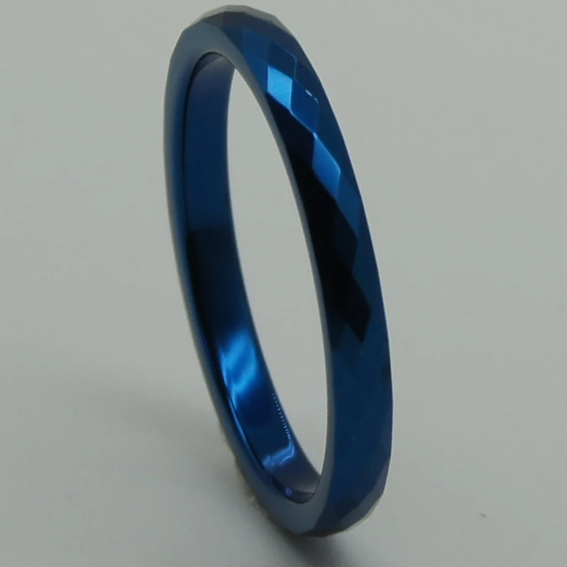 2mm width difficult multi facet  hi-tech scratch proof  blue plating wedding tungsten ring 1pc