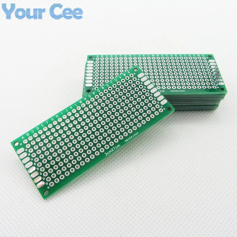 5pcs 3X7cm 3*7cm Double Side Prototype pcb Breadboard Universal for Arduino 1.6mm2.54mm  Practice DIY Electronic Kit Tinned