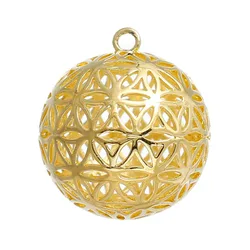 DoreenBeads Copper Flower Of Life Pendants Round Gold Color Hollow Carved Charms DIY Necklace Earring Jewelry Gift,1Piece