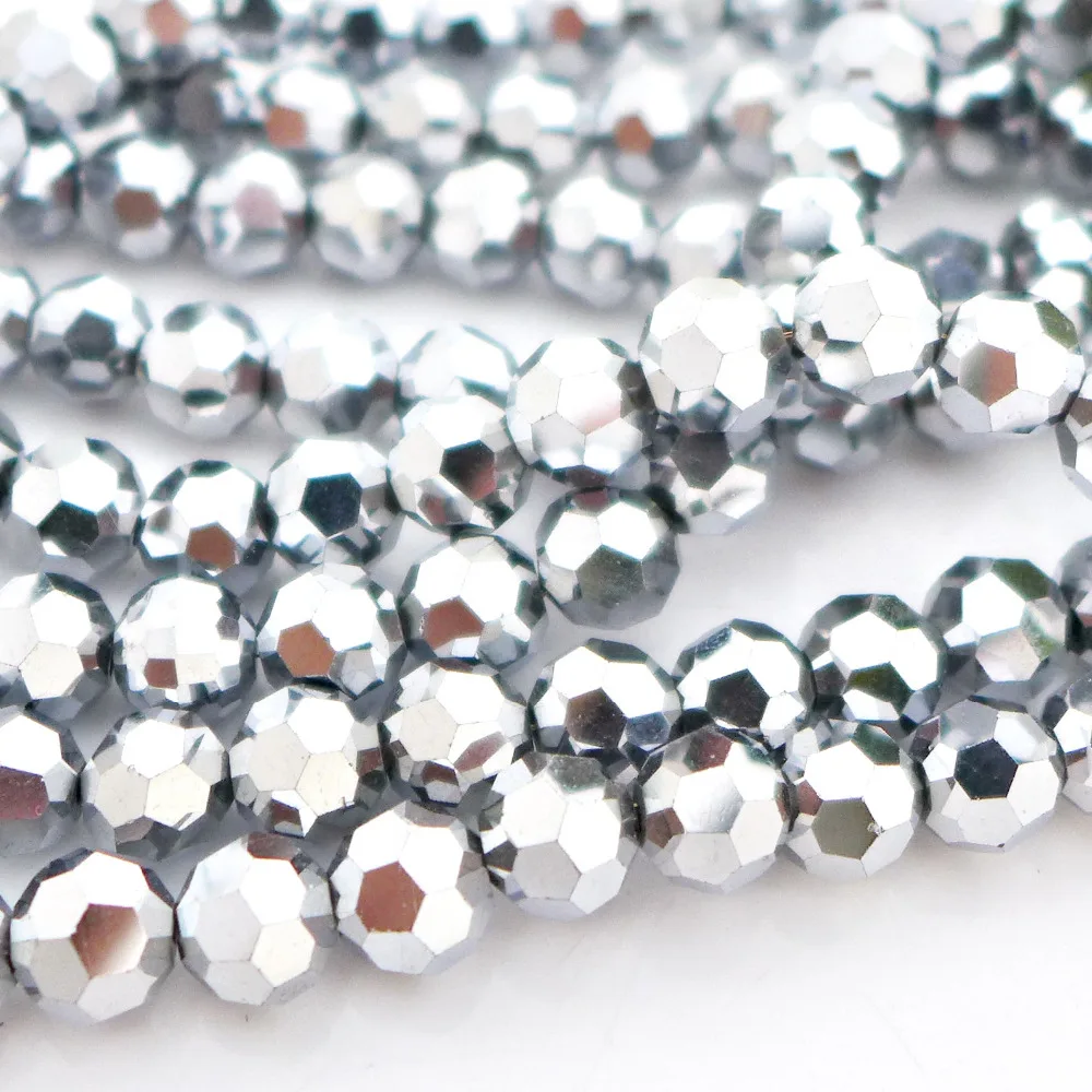 wholesale 6/8/10/12mm Crystal 5000 Round faced Beads Top Quality Free shipping white plated colors-3