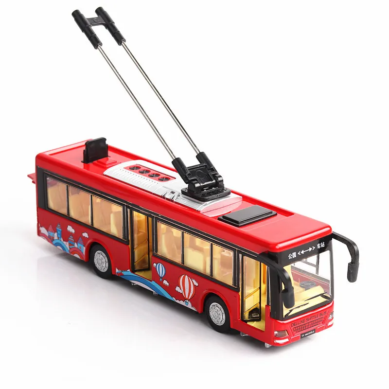 Ônibus modelo de carro liga requintado 1:36 transmissão de voz, simulação de som e luz puxar para trás modelo de metal die-casting, frete grátis