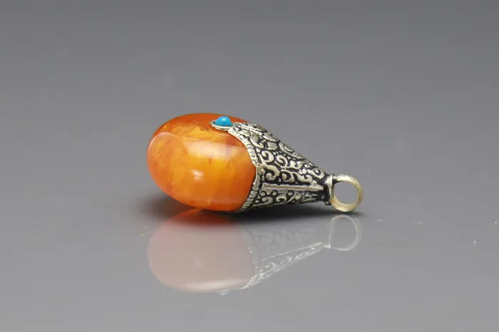 Tibetan Capped Simulent Beeswax Vintage Drop Pendant Various Sizes TBP319