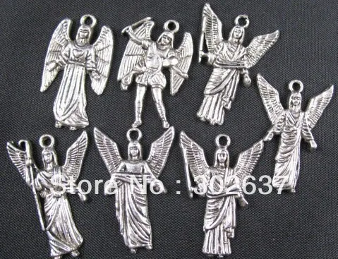 84pcs Mixed Tibetan Silver Metal Wing Angel Charms Pendants A1696-A1702