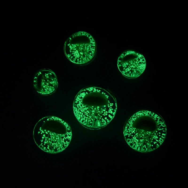 Glow In The Dark Glass White Jellyfish Ear Guage Plug Body Tunnel Piercing Jewelry Ear Expander Stretcher