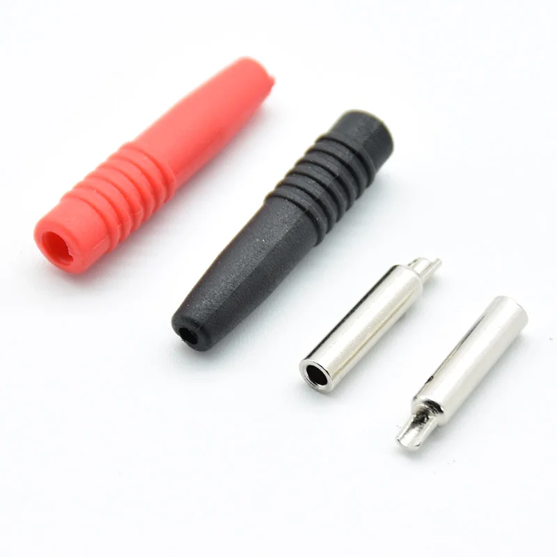 4pcs (2pcsRed&2pcs black) Brass 2mm Banana Female Insulated Jack Plug Wire Solder Connector
