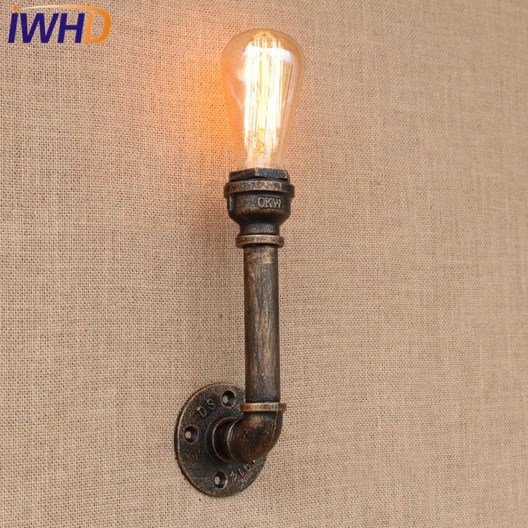 

Loft Retro Vintage Industrial Water Pipe Wall Lamp White Edison Bulb E27 Light For Cafe Hallway Bedroom Lamparas Luminaire