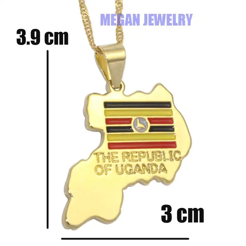 the republic of uganda map &  republic of uganda National Flag pendant & necklace , country map jewelry