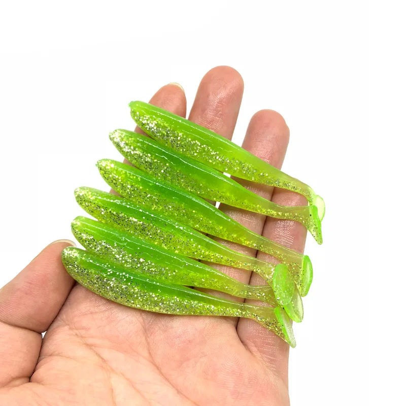 6pcs / lot Easy Cleaner Soft Lures 85mm /4g Silicone Bait Double Color Carp Artificial Fishing tackle Fishing Lures
