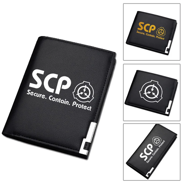 SCP Secure Contain Protect Print Unisex Long Purse Pu Leather Short Wallet SCP ID Card Holder Women Money Bag Coin Change Purses