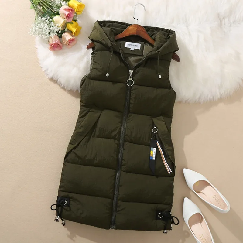 UHYTGF 3XL gilet allentato donna piumino inverno Outewear gilet senza maniche donna autunno piumino in cotone con cappuccio gilet caldo 890