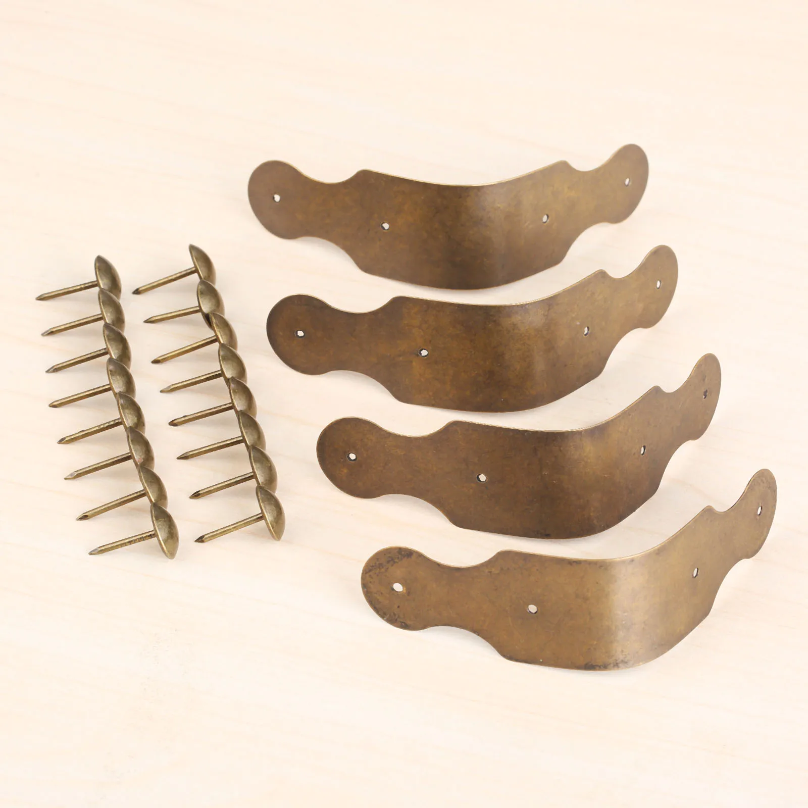DRELD Protector decorativo de esquina antigua, accesorios de madera para muebles, caja de joyería, soporte de ángulo, Protectores decorativos de esquina, 4 Uds.