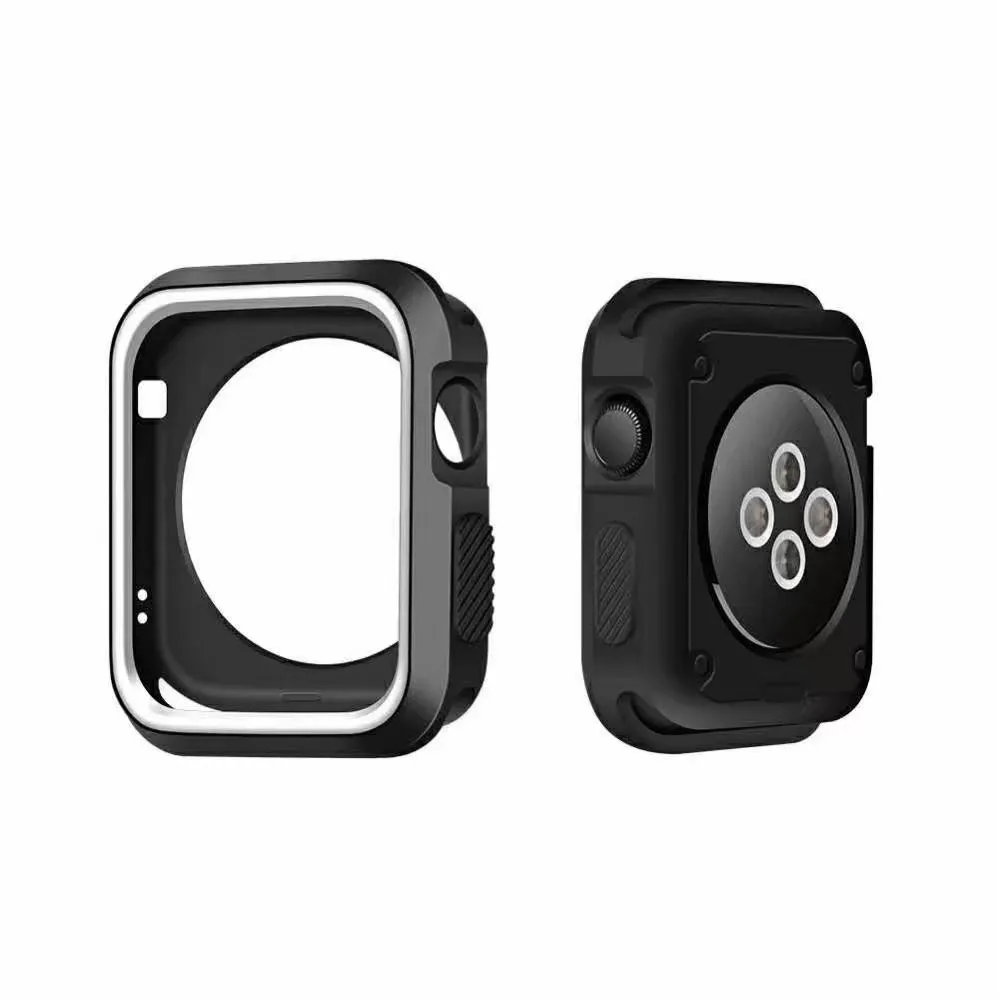 DAHASE Dual Colors Soft Silicone Case For Apple Watch Cover Full Protection for iWatch Series 1 & 2 & 3 42mm 38mm Shell