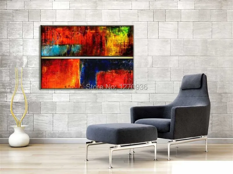 Red orange blue black collision abstract decorative painting  decorative painting handmade oil painting On Canvas Paintings