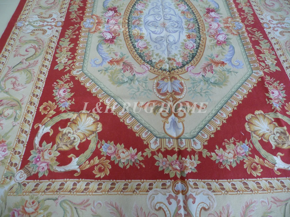 Free shipping 9'X12' Aubusson rugs Black Beige medallian aubusson rugs  for home decoration bedrooom rugs