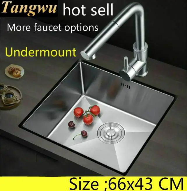 

Free shipping Vogue kitchen manual sink single trough high quality 304 stainless steel large hot sell 660x430 MM