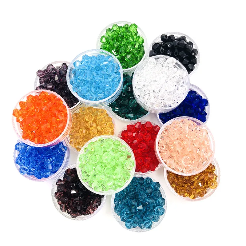 New Support wholesale 4mm/6mm Bicone shape Crystal beads rhombus glass beads 200pcs/pack DIY crafts accessories