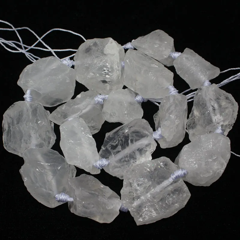 

Free Shipping!18~28mm Natural White Rock Crystal Quartz Freeform DIY Loose Beads 15"