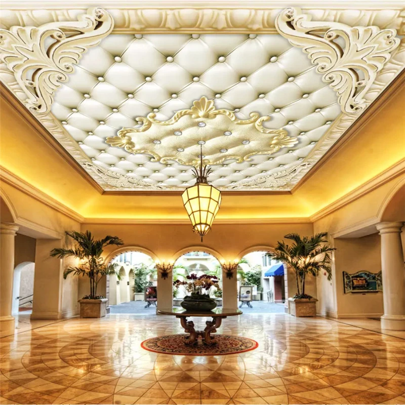 

Пользовательские фото 3d обои Европейский мягкий футляр цветок потолок фрески отель ресторан гостиная роскошные 3d обои