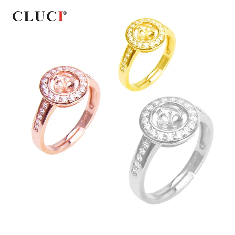 

CLUCI 925 пробы серебряные круглые циркониевые кольца, ювелирные изделия, Женское кольцо с жемчугом, серебро 925, кольца, ювелирные изделия SR2185SB