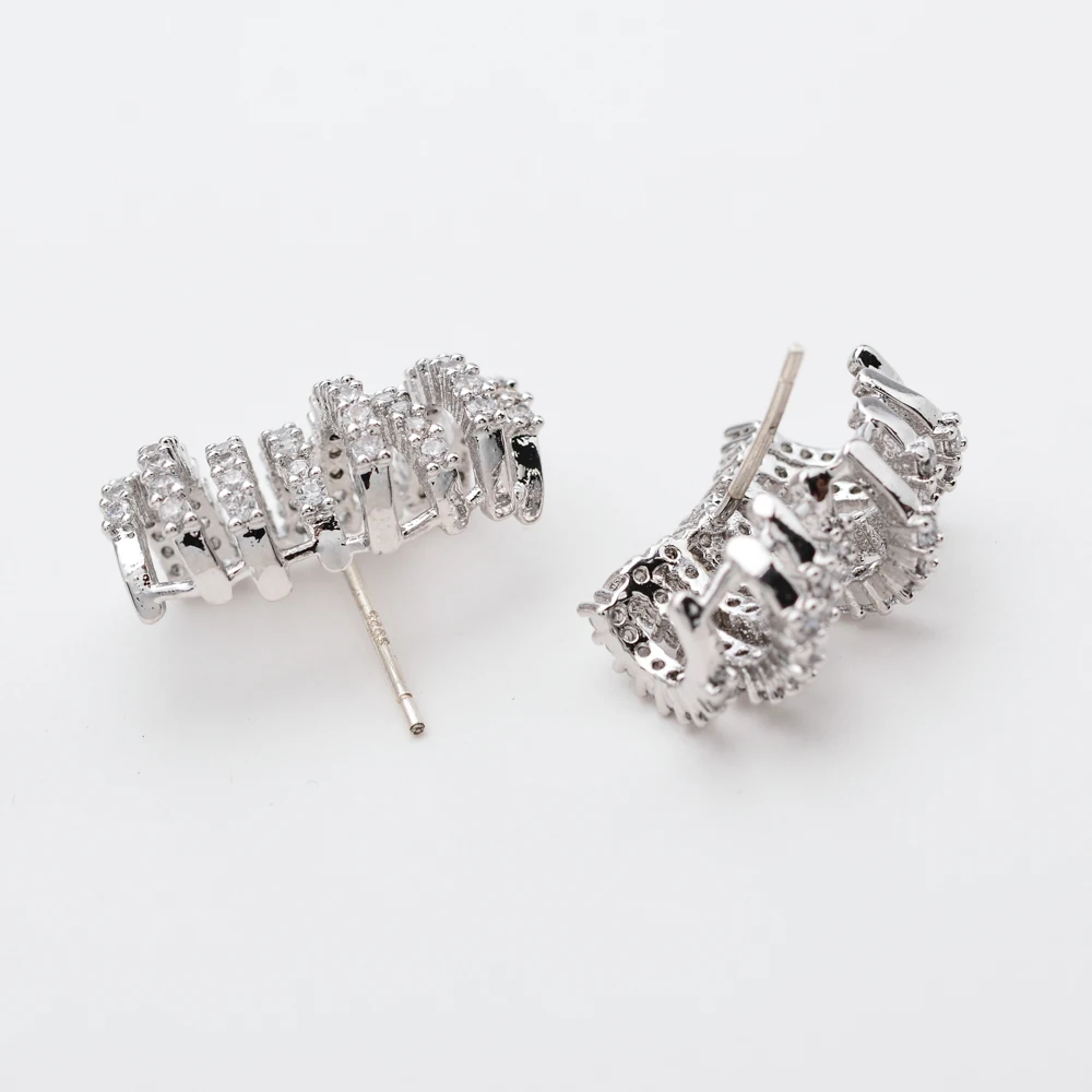 Korean fashion micro floor cubic zircon earrings Classic jewelry earrings for women/girls to bend ER-282 image 5