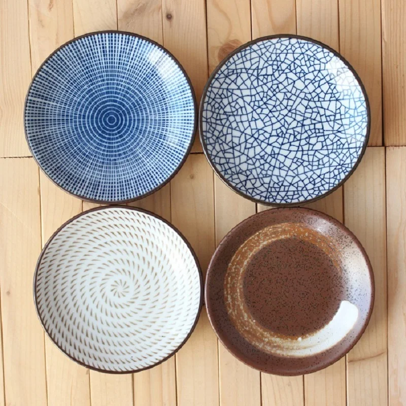 1pc Japanese Traditional Ceramic Dinner Plate Porcelain Dishes Sushi Plate Rice Noodl Japanese   ceramic plates 6 inch 8 inch