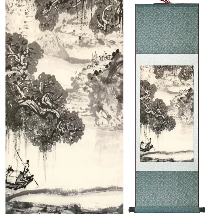 

landscape painting Home Office Decoration Chinese scroll painting mountain and River paintingPrinted painting042602