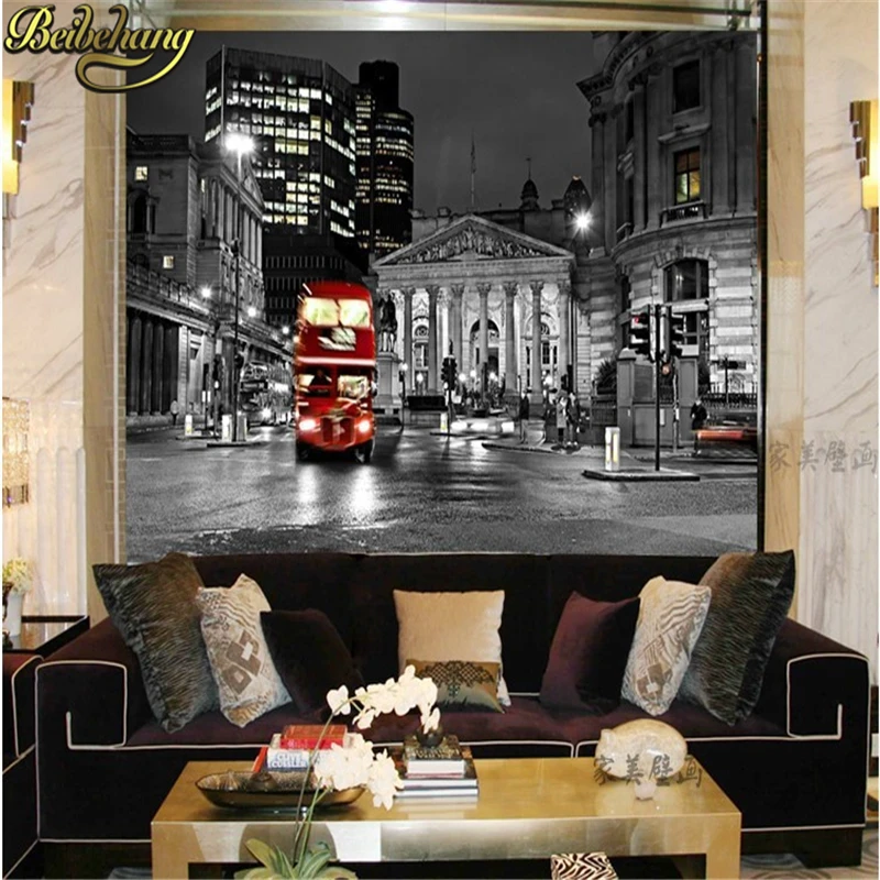 beibehang wallpaper for walls European retro black and white photos of street architecture art 3D vision 3d wall paper mural
