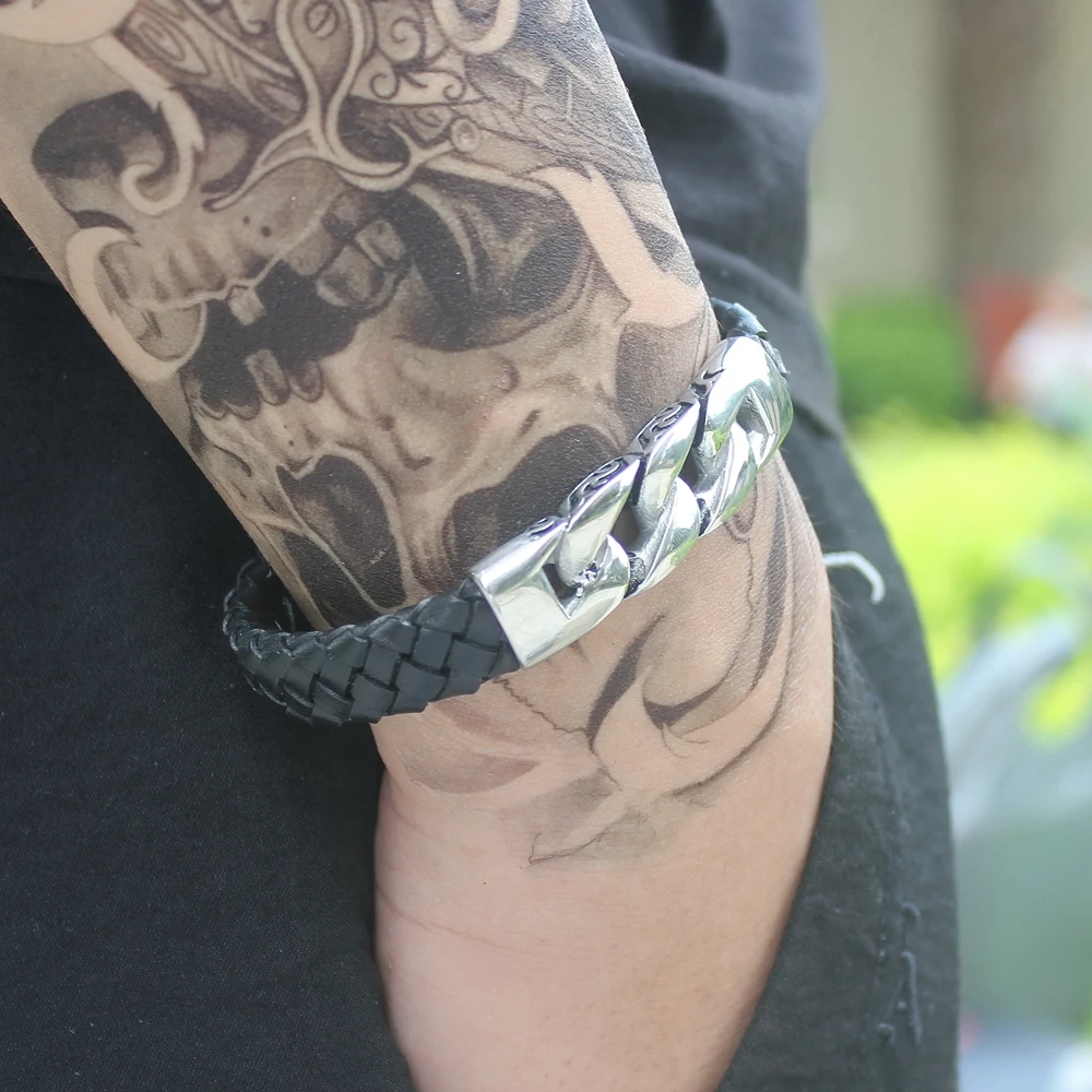 TYO خمر أسلاك الفولاذ المقاوم للصدأ الجلود الذكور أساور أساور مزيج خياطة سوار مجوهرات للرجال دروبشيبينغ #2