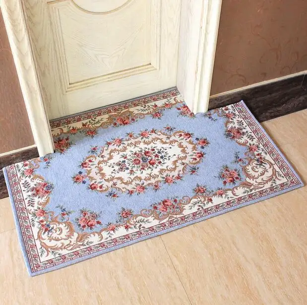 European Style Flowers Jacquard Carpet Area Rug For Bedroom Livingroom Kitchen Baths Mat Door Mat Anti-Slip Home Decoration