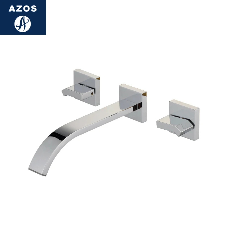 Azos In-wall Faucet One-piece Waterfall Brass Chrome Cold and Hot Switch  Shower Room Below Counter Basin Bathroom Cabinet Doubl