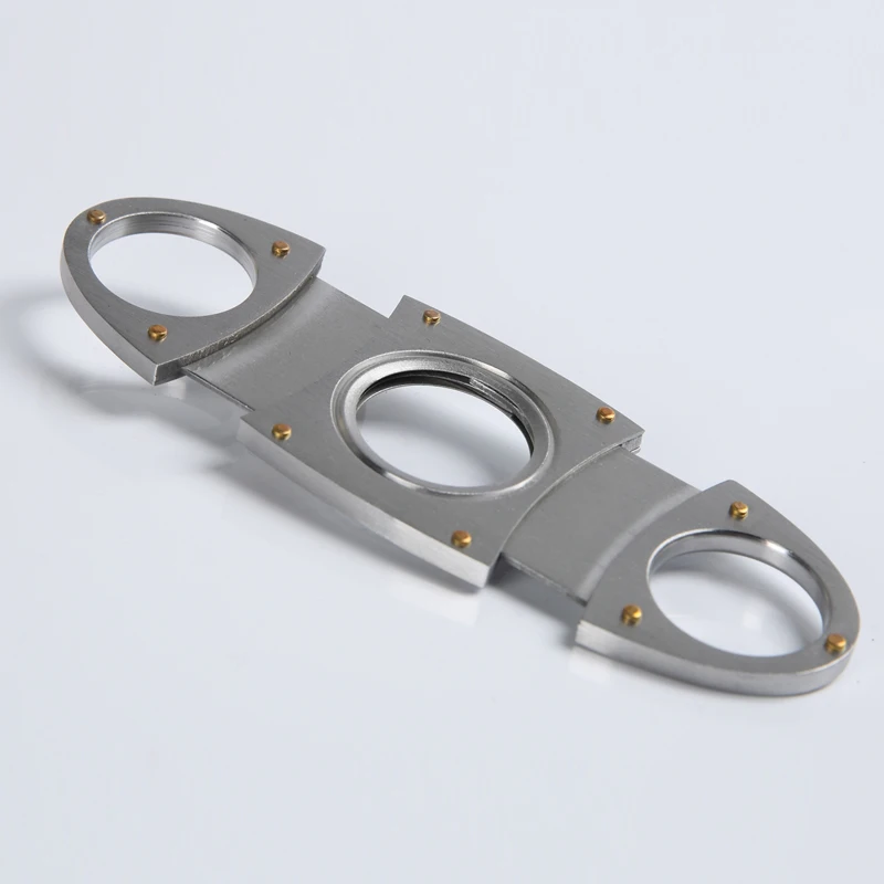 Stainless Steel Double Guillotine Cigar Cutter cutting tobacco smoking tools Sharp Finger Stretch cutters of cigars coupe cigare