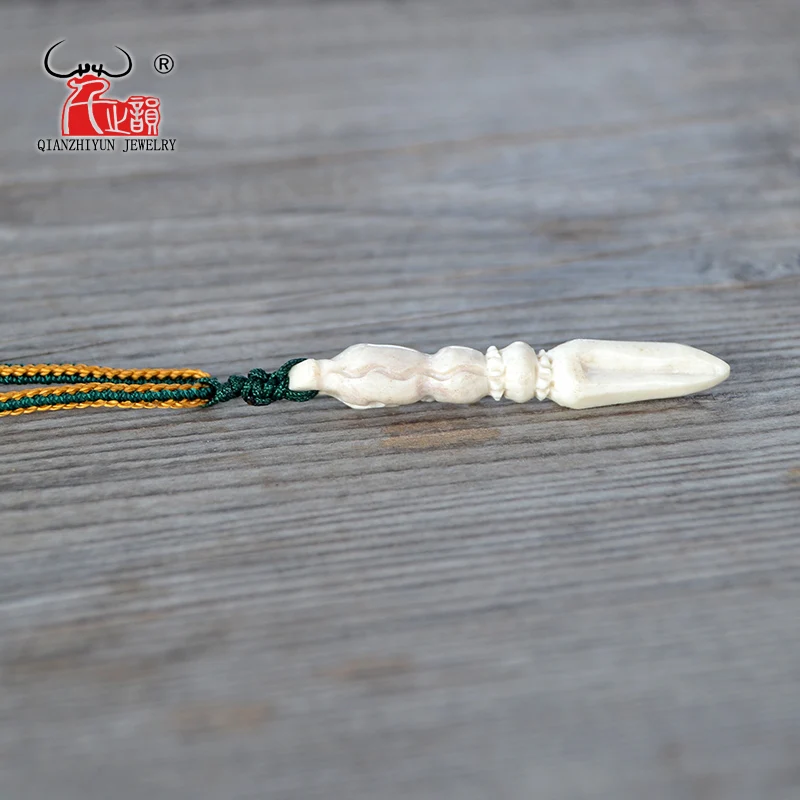 Hot Sale 1PC Tibetan jewelry wholesale Nepal handcrafted vajray-pestle pendant natural yak bone magic pestle necklace magic weap