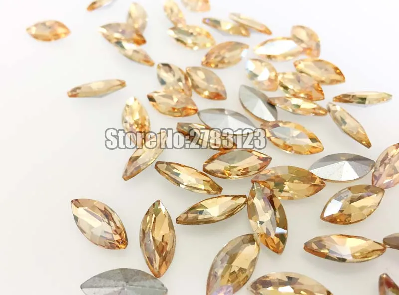 Pferde auge Form Glas Kristall goldenen Champagner Point back lose Strass steine, Nail Art/Telefon DIY/Bekleidungs zubehör swmp005