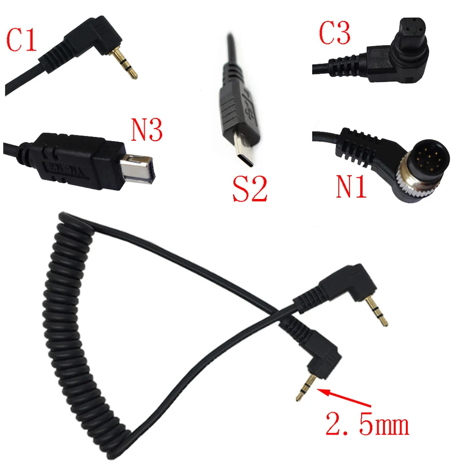PHOLSY 2,5mm - N10/DC2 Caméra Télécommande Cordon de câble d'obturation pour Nikon Caméras PHOLSY 2,5mm - N10/DC2 Caméra Télécommande Cordon de câble d'obturation pour Nikon Caméras