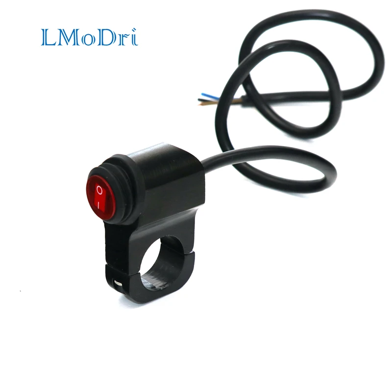 

LMoDri Waterproof Motorcycle Aluminium Alloy Switches 7/8" 22mm Handlebar Headlight Switch and with Red Led Light 12v 16A