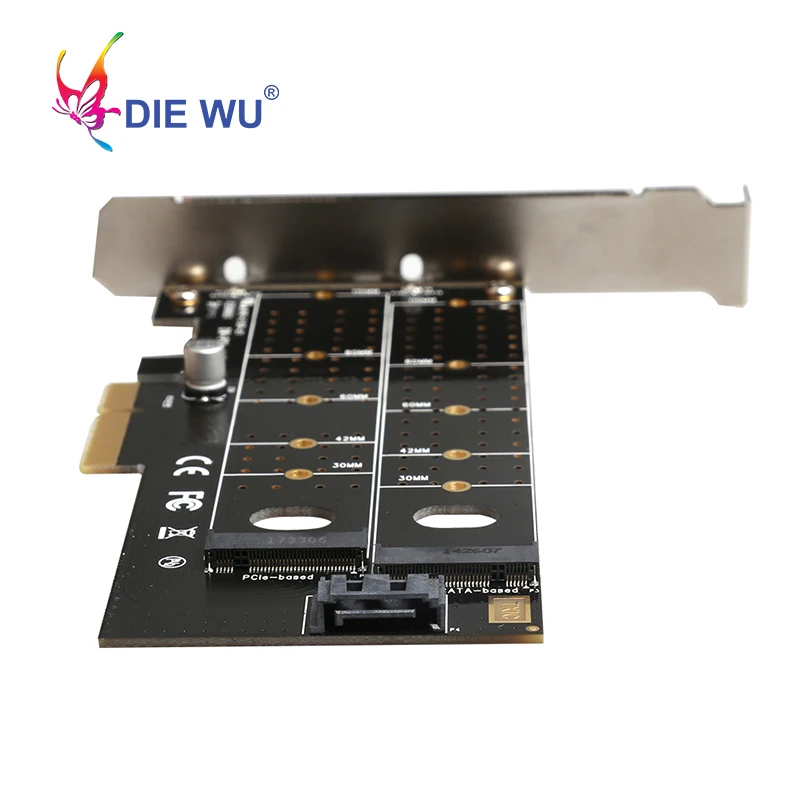 PCIe to M Key B Key SATA Port Expansion Converter Adapter PCI Express to M.2 NVMe SSD NGFF Riser Card Expansion Card TXB044